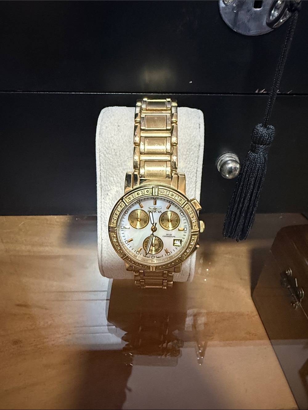 Invicta Gold-Tone Chronograph Watch with White Dial